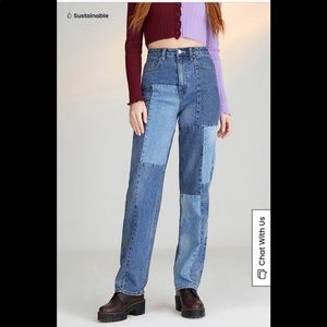 PacSun Eco Patchwork 90s Vintage Boyfriend/Mom Jeans in Medium Indigo - Size 27
